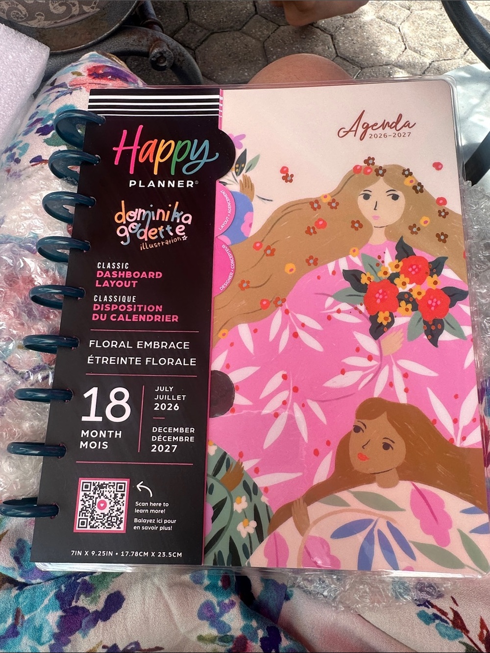 Happy Planner Pink Floral Embrace 18-Month Agenda (2026-2027) classic dashboard